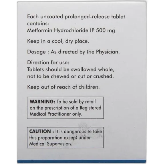 melmet sr 500mg tablet 20's